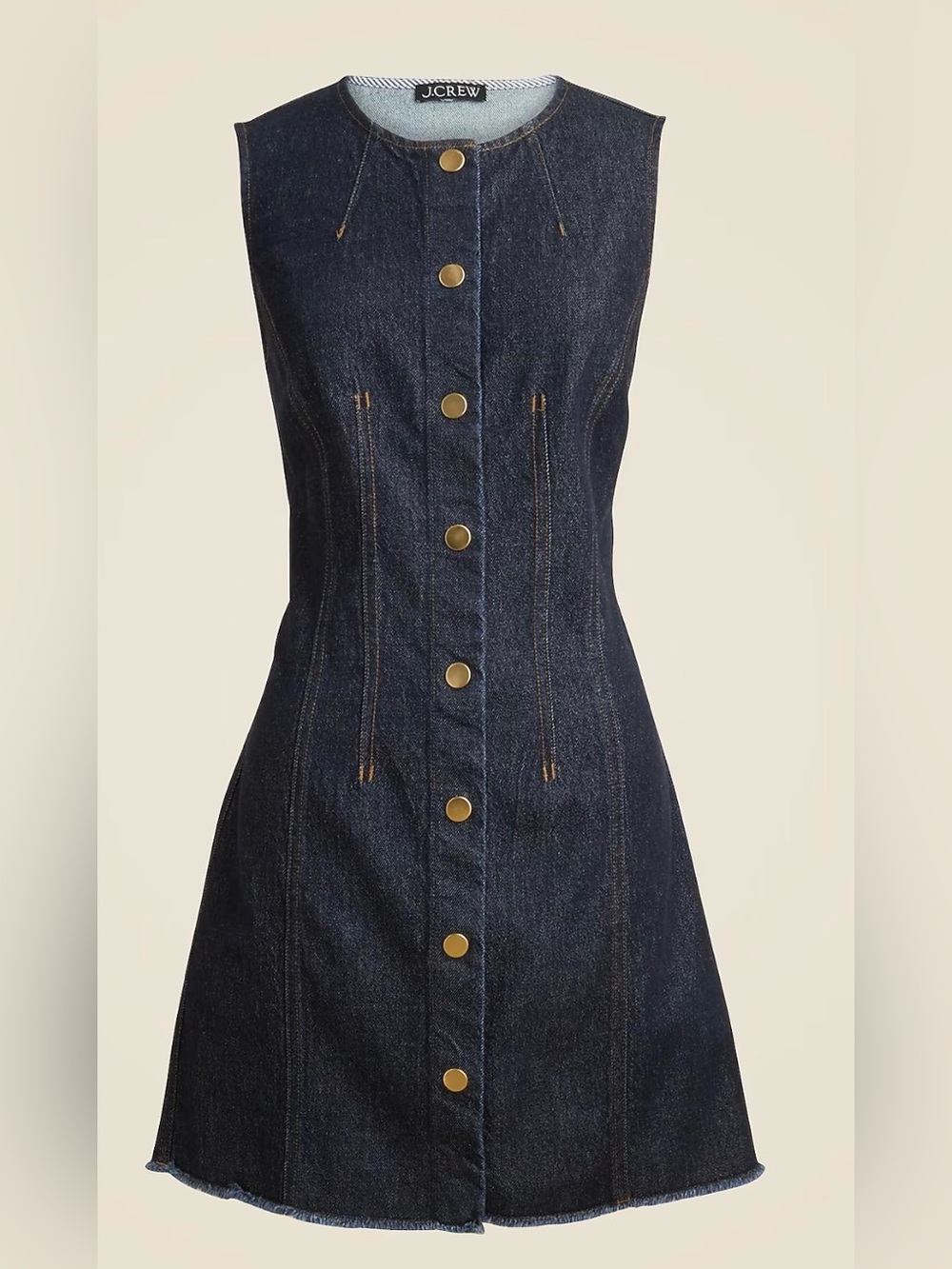 J.CREW Seamed Denim Button-Front Mini Dress Dark Blue Size 4 Casual Country